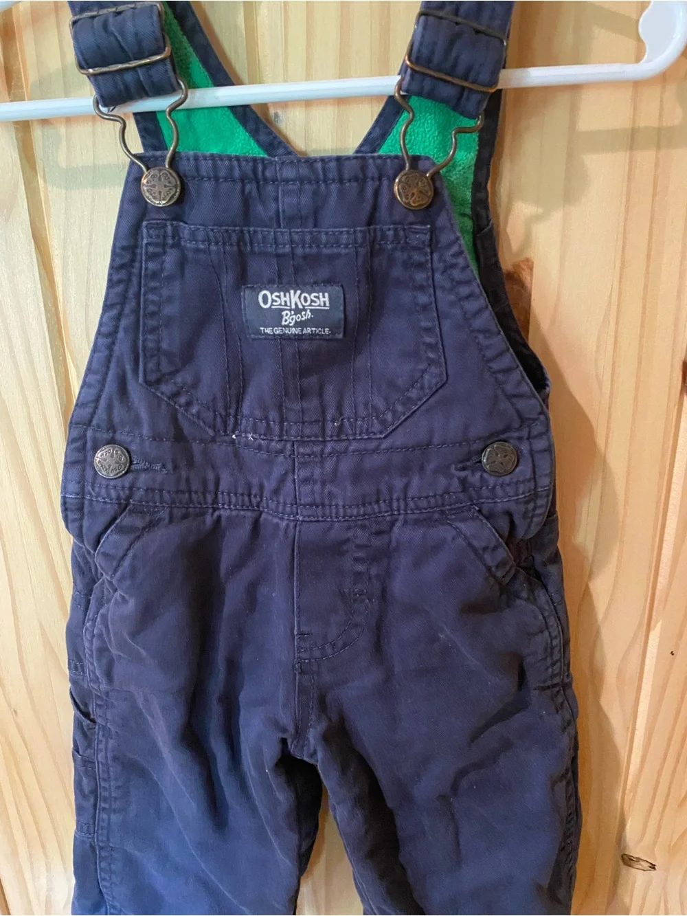 OshKosh B'gosh Navy Blue Toddler Overalls with Green Detail